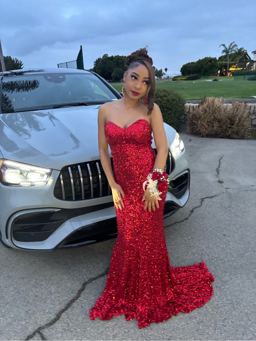 Fashion Nova Red Sequin Strapless Mermaid Gown - Picture 2 of 3